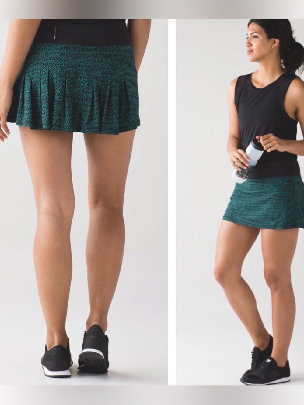 Lululemon Circuit Breaker Skort Skirt Women 10 Green & Black Tennis Pleated Back